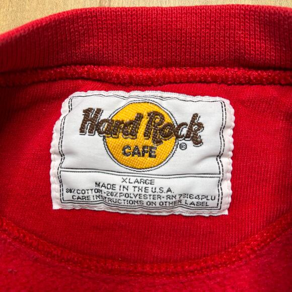 Vintage 90s Hard Rock Cafe Sweatshirt Mens XL Red Las Vegas Y2K Distress - Picture 4 of 12